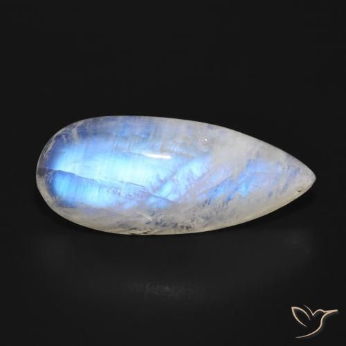 Pierre de lune arc-en-ciel Blanc bleuâtre naturelle En forme de poire, 15.24 ct, Translucide