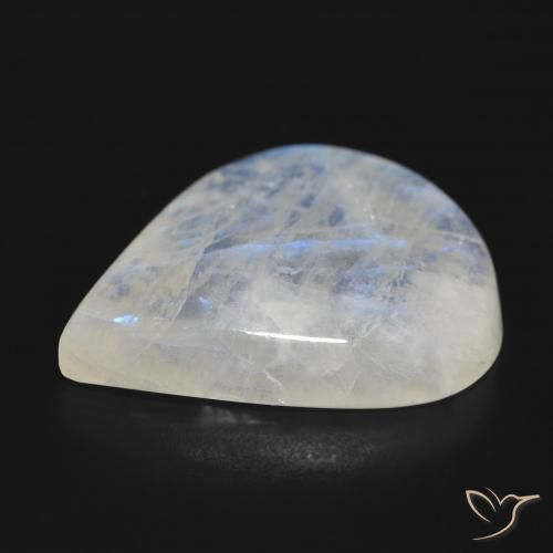 Pierre de lune arc-en-ciel Blanc bleuâtre naturelle En forme de poire, 28.06 ct, Translucide