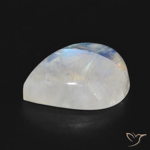 Pierre de lune arc-en-ciel Blanc bleuâtre naturelle En forme de poire, 13.00 ct, Translucide