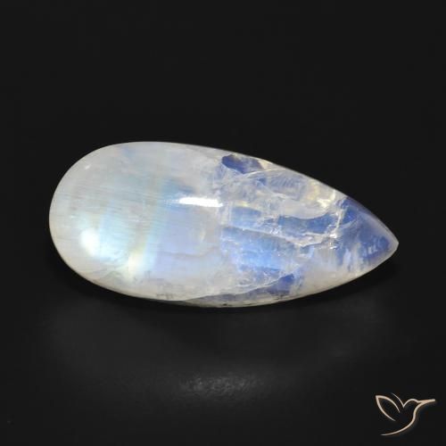 Pierre de lune arc-en-ciel Blanc bleuâtre naturelle En forme de poire, 14.80 ct, Translucide