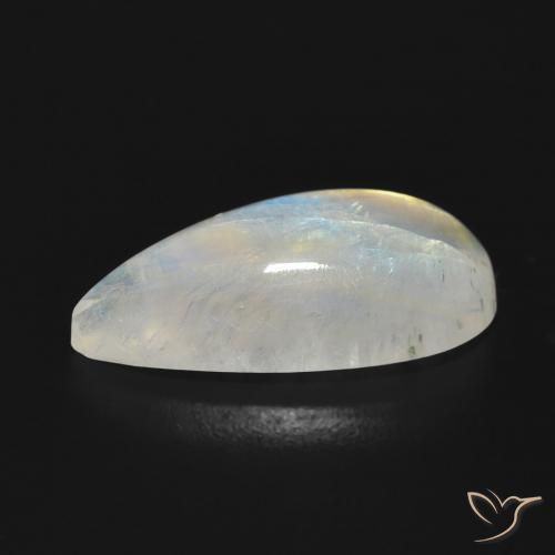 Pierre de lune arc-en-ciel Blanc bleuâtre naturelle En forme de poire, 7.08 ct, Translucide