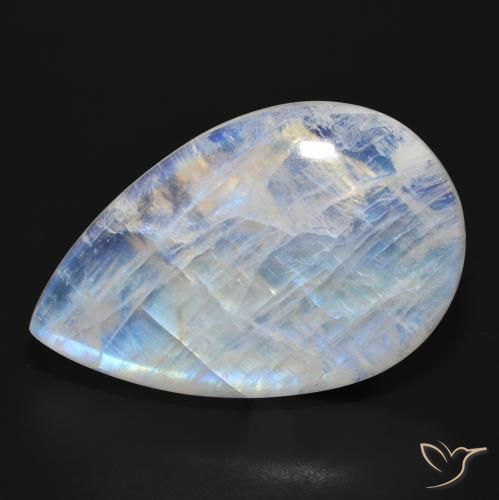 Pierre de lune arc-en-ciel Blanc bleuâtre naturelle En forme de poire, 47.73 ct, Translucide