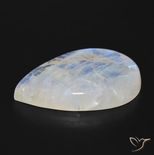 Pierre de lune arc-en-ciel Blanc bleuâtre naturelle En forme de poire, 47.73 ct, Translucide