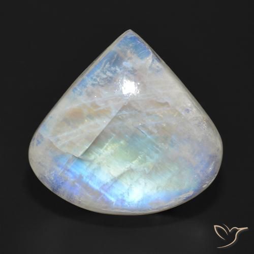26.26ct Naturel Blanc bleuâtre Pierre de lune arc-en-ciel, En forme de poire, Translucide