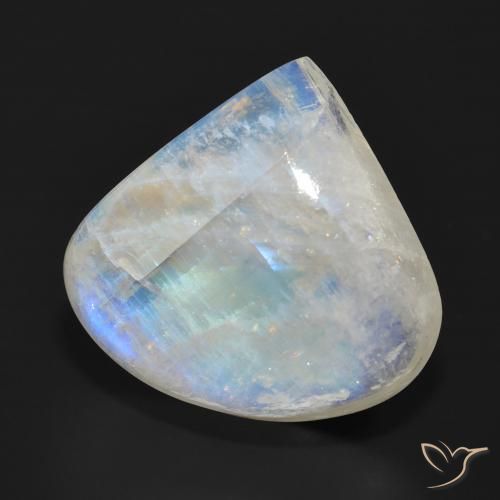 Pierre de lune arc-en-ciel Blanc bleuâtre naturelle En forme de poire, 26.26 ct, Translucide