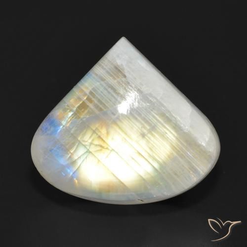 Pierre de lune arc-en-ciel Blanc bleuâtre naturelle En forme de poire, 13.90 ct, Translucide