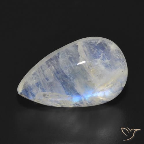 Pierre de lune arc-en-ciel Blanc bleuâtre naturelle En forme de poire, 7.70 ct, Translucide