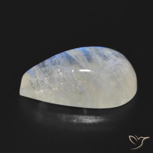 Pierre de lune arc-en-ciel Blanc bleuâtre naturelle En forme de poire, 7.70 ct, Translucide