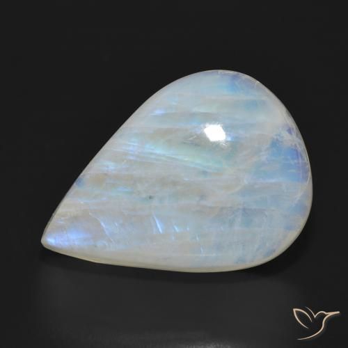 26.32ct Naturel Blanc bleuâtre Pierre de lune arc-en-ciel, En forme de poire, Translucide