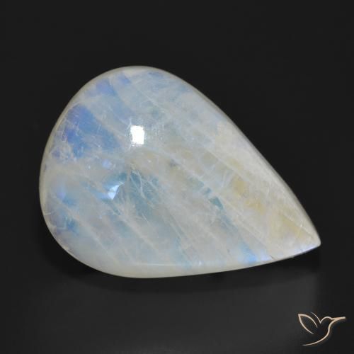 Pierre de lune arc-en-ciel Blanc bleuâtre naturelle En forme de poire, 26.32 ct, Translucide