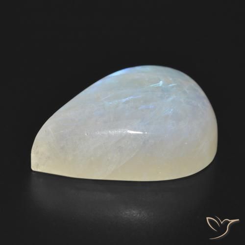 Pierre de lune arc-en-ciel Blanc bleuâtre naturelle En forme de poire, 26.32 ct, Translucide