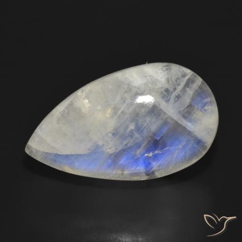 Pierre de lune arc-en-ciel Blanc bleuâtre naturelle En forme de poire, 21.02 ct, Translucide