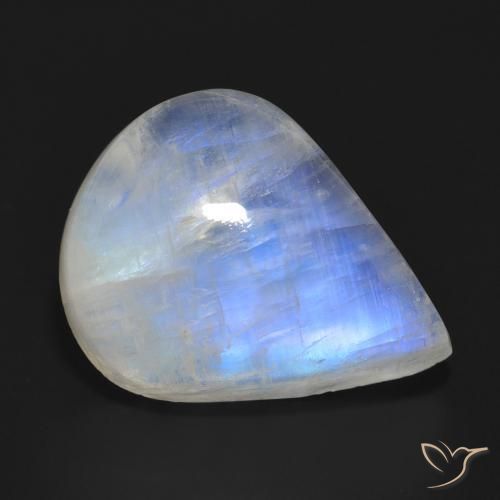 Pierre de lune arc-en-ciel Blanc bleuâtre naturelle En forme de poire, 15.29 ct, Translucide
