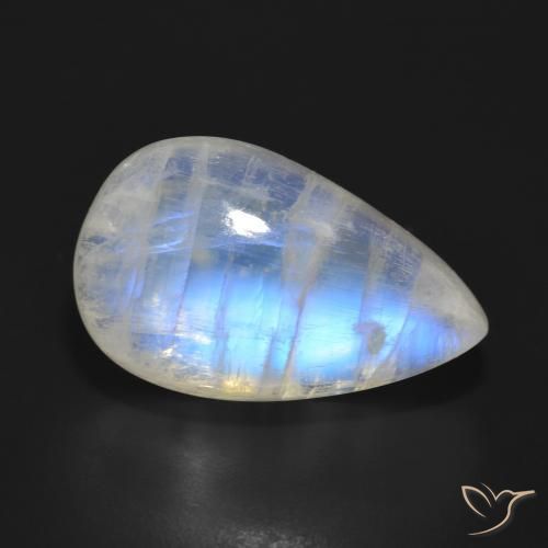 17.91ct Naturel Blanc bleuâtre Pierre de lune arc-en-ciel, En forme de poire, Translucide