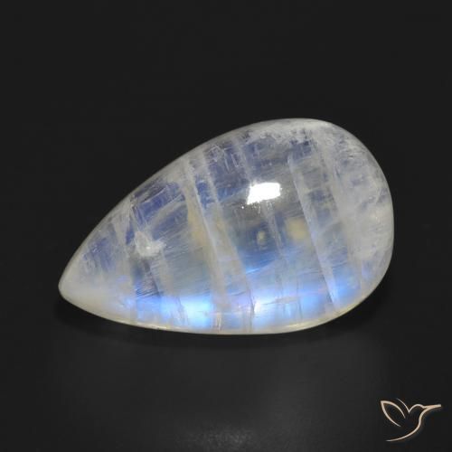 Pierre de lune arc-en-ciel Blanc bleuâtre naturelle En forme de poire, 17.91 ct, Translucide