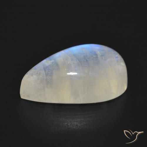 Pierre de lune arc-en-ciel Blanc bleuâtre naturelle En forme de poire, 17.91 ct, Translucide