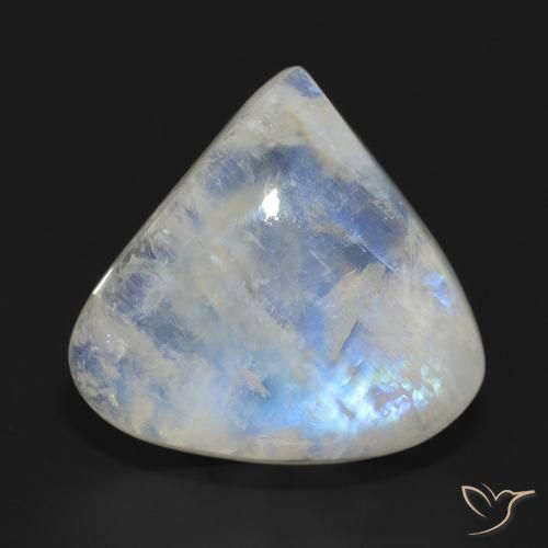 12.67ct Naturel Blanc bleuâtre Pierre de lune arc-en-ciel, En forme de poire, Translucide