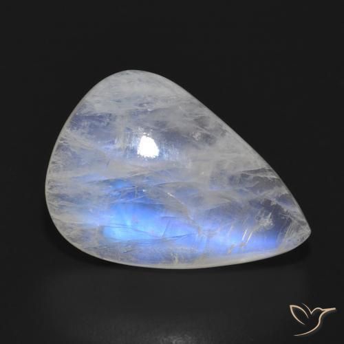 Pierre de lune arc-en-ciel Blanc bleuâtre naturelle En forme de poire, 10.21 ct, Translucide