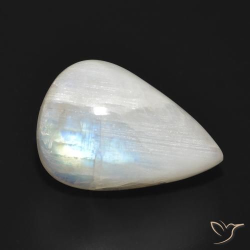 Pierre de lune arc-en-ciel Blanc bleuâtre naturelle En forme de poire, 16.83 ct, Translucide