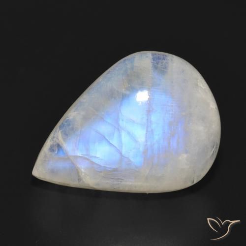 Pierre de lune arc-en-ciel Blanc bleuâtre naturelle En forme de poire, 12.69 ct, Translucide