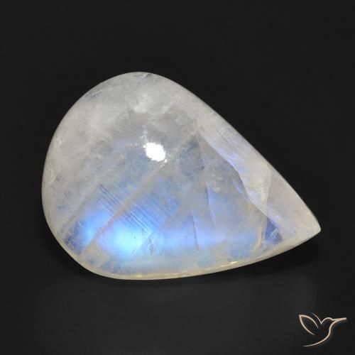 Pierre de lune arc-en-ciel Blanc bleuâtre naturelle En forme de poire, 12.69 ct, Translucide