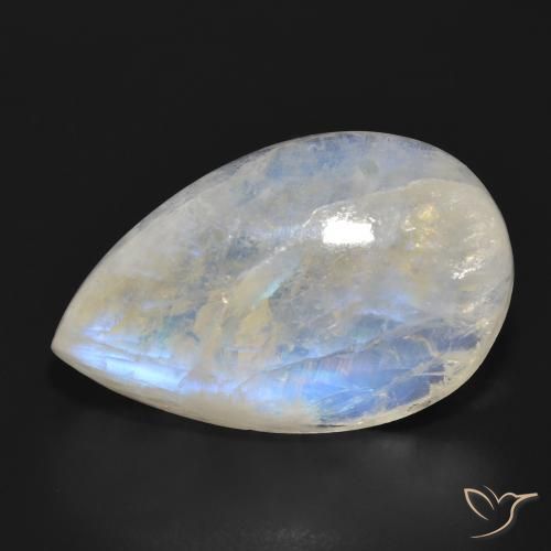 Pierre de lune arc-en-ciel Blanc bleuâtre naturelle En forme de poire, 28.68 ct, Translucide
