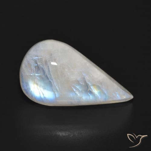 Pierre de lune arc-en-ciel Blanc bleuâtre naturelle En forme de poire, 12.76 ct, Translucide