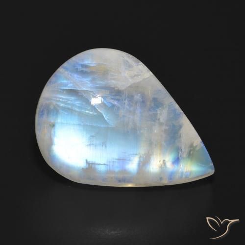 Pierre de lune arc-en-ciel Blanc bleuâtre naturelle En forme de poire, 18.57 ct, Translucide