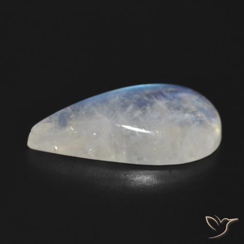 Pierre de lune arc-en-ciel Blanc bleuâtre naturelle En forme de poire, 11.31 ct, Translucide
