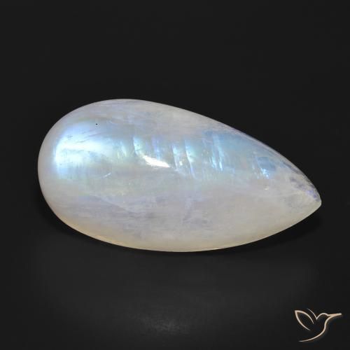 Pierre de lune arc-en-ciel Blanc bleuâtre naturelle En forme de poire, 25.85 ct, Translucide