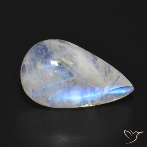 Pierre de lune arc-en-ciel Blanc bleuâtre naturelle En forme de poire, 17.93 ct, Translucide