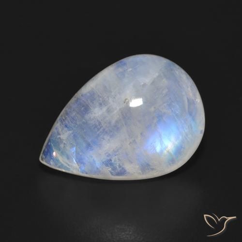 Pierre de lune arc-en-ciel Blanc bleuâtre naturelle En forme de poire, 9.55 ct, Translucide