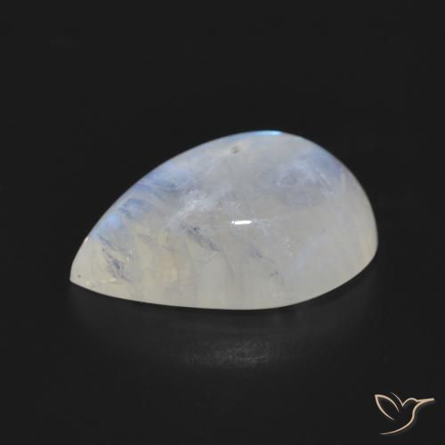 Pierre de lune arc-en-ciel Blanc bleuâtre naturelle En forme de poire, 9.55 ct, Translucide