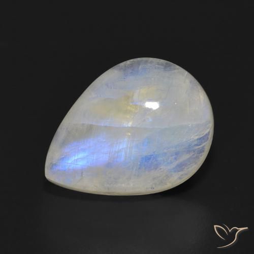 Pierre de lune arc-en-ciel Blanc bleuâtre naturelle En forme de poire, 10.73 ct, Translucide