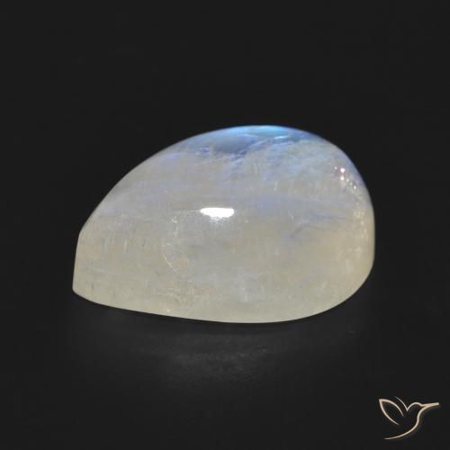 Pierre de lune arc-en-ciel Blanc bleuâtre naturelle En forme de poire, 10.73 ct, Translucide