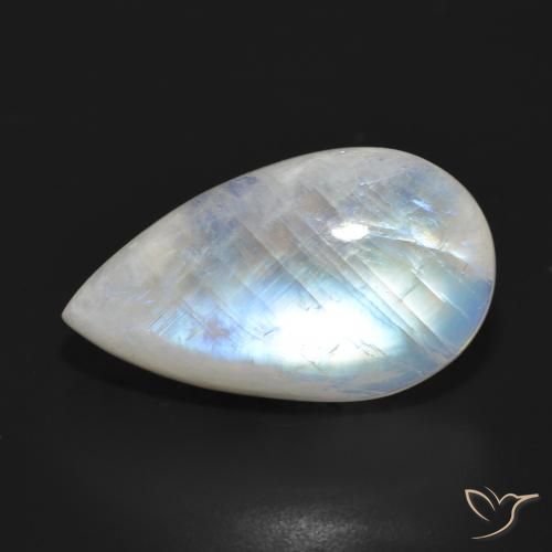 Pierre de lune arc-en-ciel Blanc bleuâtre naturelle En forme de poire, 21.04 ct, Translucide
