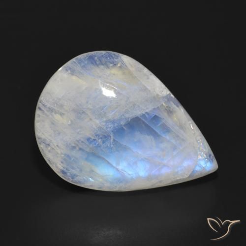 Pierre de lune arc-en-ciel Blanc bleuâtre naturelle En forme de poire, 18.06 ct, Translucide