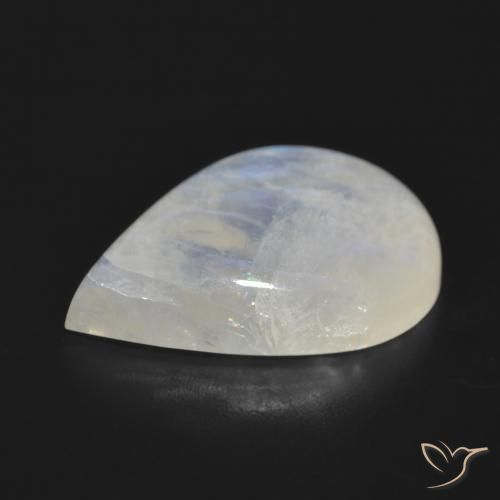 Pierre de lune arc-en-ciel Blanc bleuâtre naturelle En forme de poire, 18.06 ct, Translucide