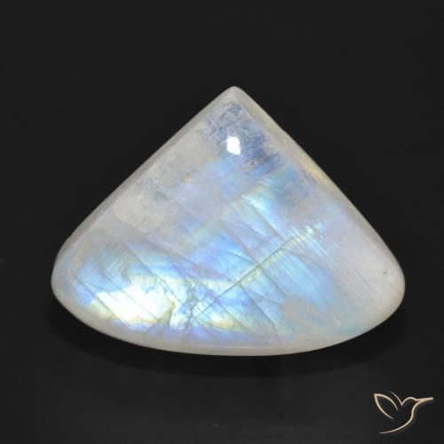 30.77ct Naturel Blanc bleuâtre Pierre de lune arc-en-ciel, En forme de poire, Translucide