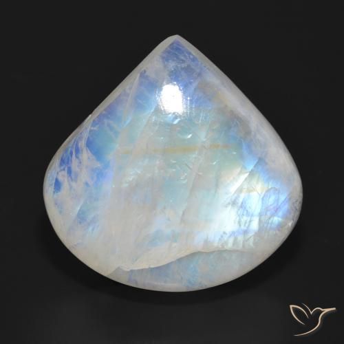 30.80ct Naturel Blanc bleuâtre Pierre de lune arc-en-ciel, En forme de poire, Translucide