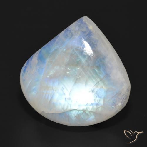 Pierre de lune arc-en-ciel Blanc bleuâtre naturelle En forme de poire, 30.80 ct, Translucide