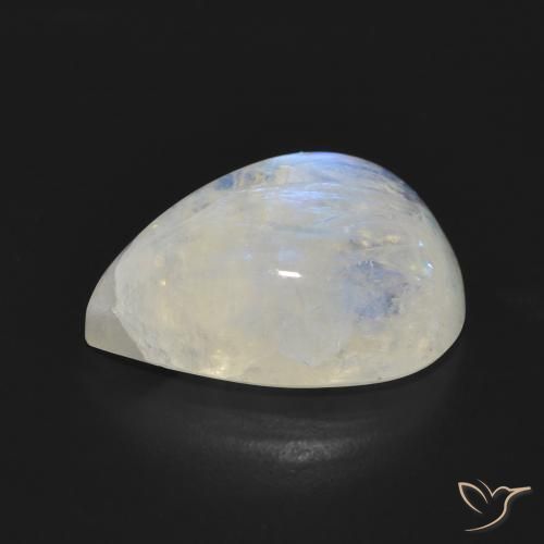 Pierre de lune arc-en-ciel Blanc bleuâtre naturelle En forme de poire, 13.18 ct, Translucide