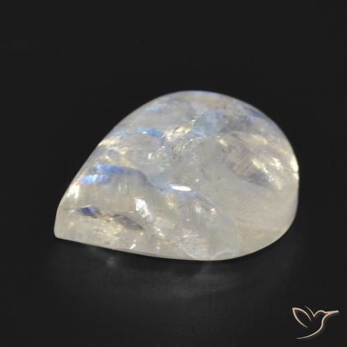Pierre de lune arc-en-ciel Blanc bleuâtre naturelle En forme de poire, 11.15 ct, Translucide