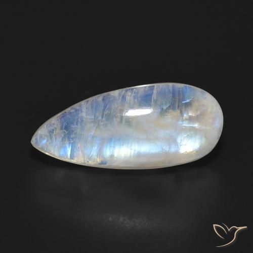 7.88ct Naturel Blanc bleuâtre Pierre de lune arc-en-ciel, En forme de poire, Translucide