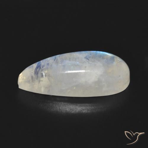 Pierre de lune arc-en-ciel Blanc bleuâtre naturelle En forme de poire, 7.88 ct, Translucide