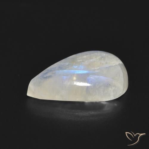 Pierre de lune arc-en-ciel Blanc bleuâtre naturelle En forme de poire, 7.05 ct, Translucide