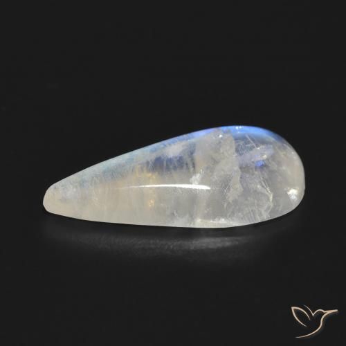 Pierre de lune arc-en-ciel Blanc bleuâtre naturelle En forme de poire, 5.47 ct, Translucide