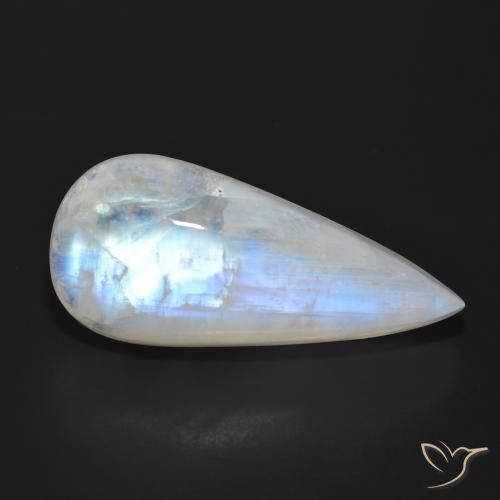 Pierre de lune arc-en-ciel Blanc bleuâtre naturelle En forme de poire, 24.85 ct, Translucide
