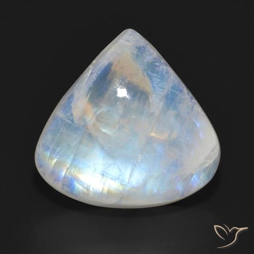 11.23ct Naturel Blanc bleuâtre Pierre de lune arc-en-ciel, En forme de poire, Translucide