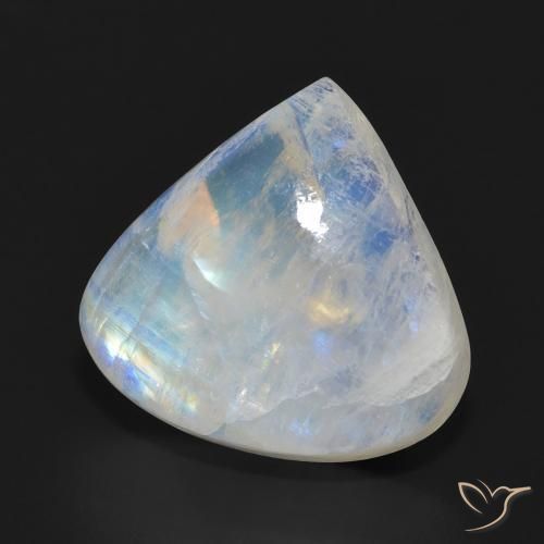 Pierre de lune arc-en-ciel Blanc bleuâtre naturelle En forme de poire, 11.23 ct, Translucide